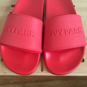 IVY PARK by BEYONCÉ RED SLIDES, WORN ONCE, SIZE 9